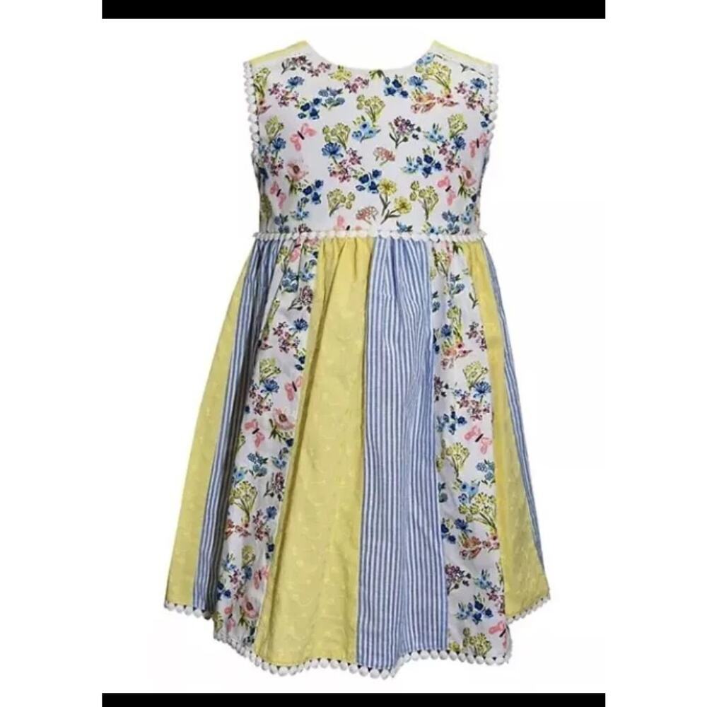 patchwork easter‎ passover floral butterfly Blueberi boulevard twirl dress vintg